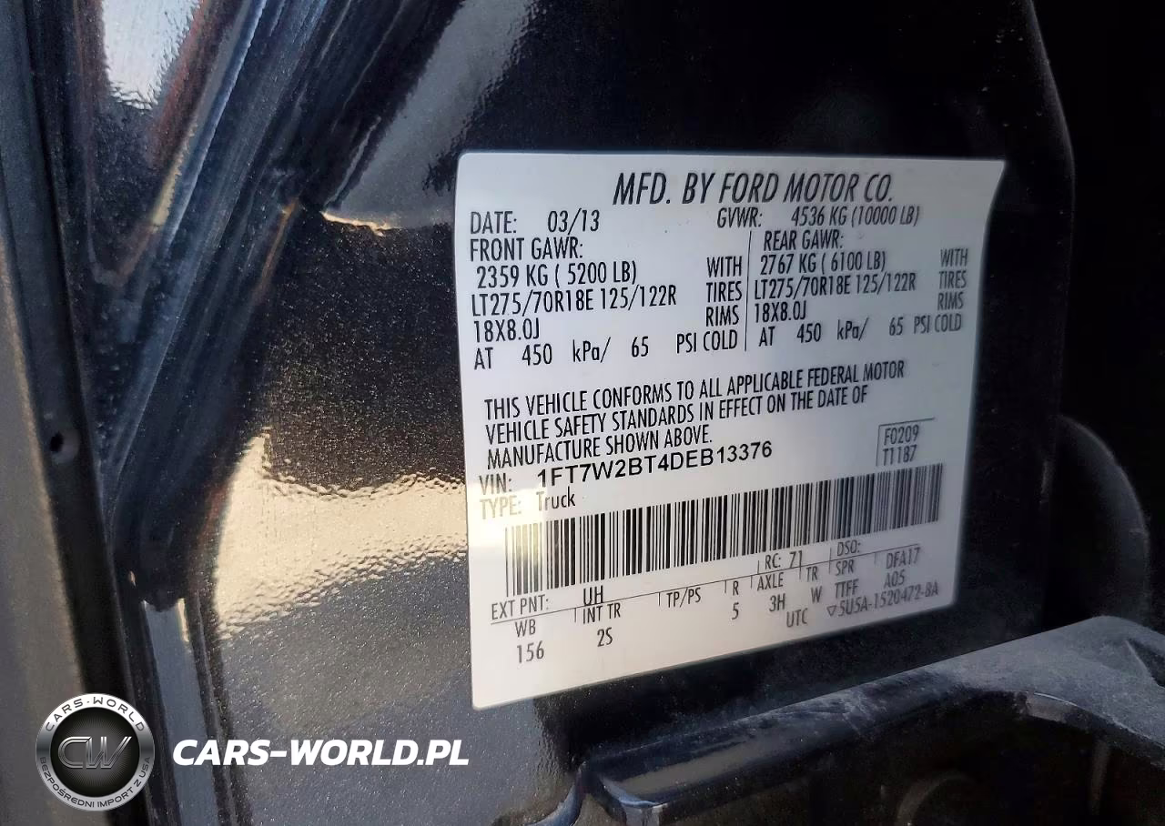 2013 Ford F250 Super Duty VIN:1FT7W2BT4DEB13376 - 13