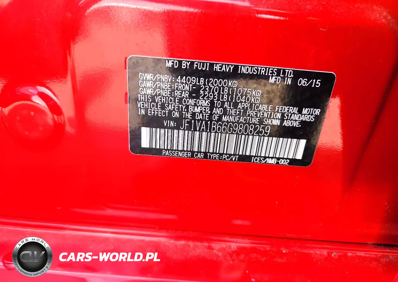 2016 Subaru Wrx VIN:JF1VA1B66G9808259 - 12
