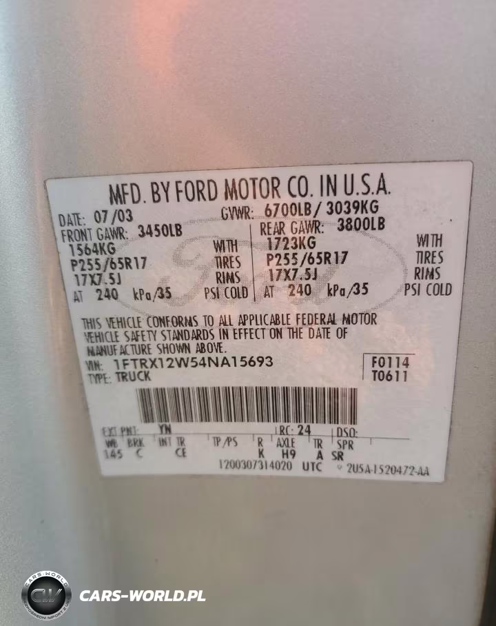 2004 Ford F150 VIN:1FTRX12W54NA15693 - 12