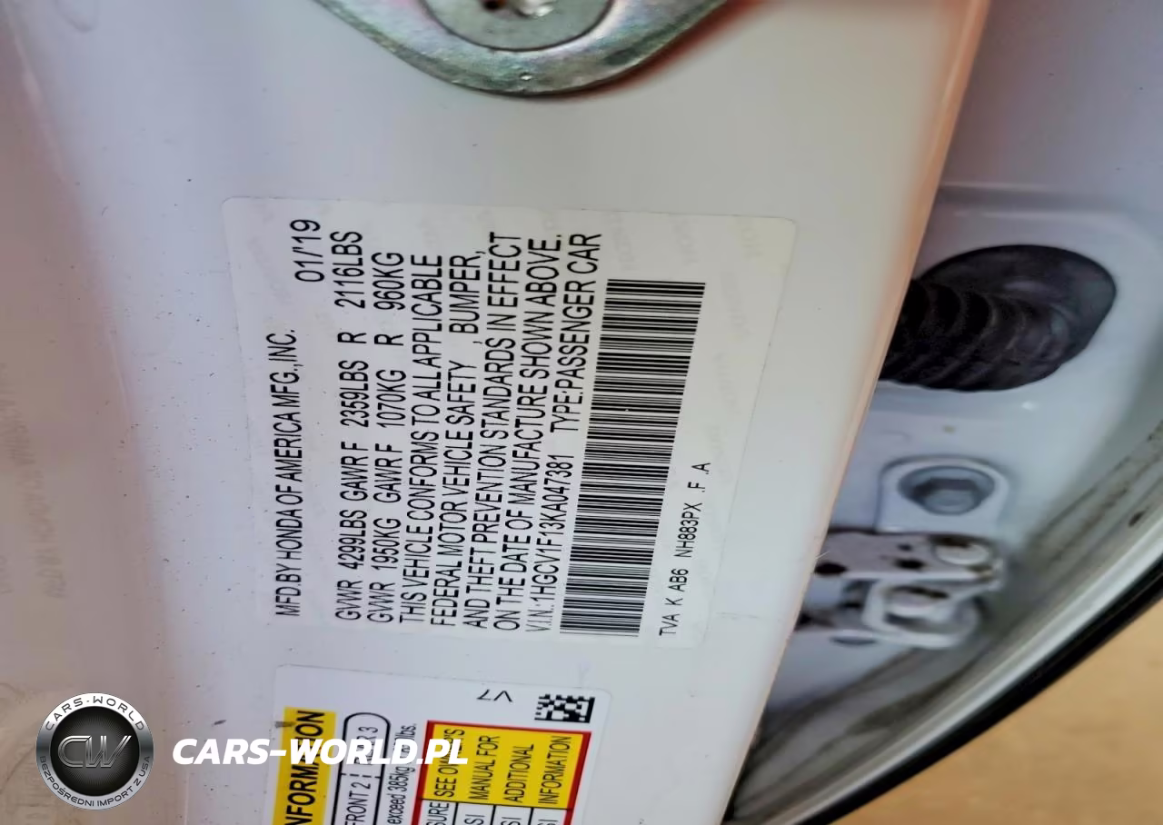 2019 Honda Accord Lx VIN:1HGCV1F13KA047381 - 12