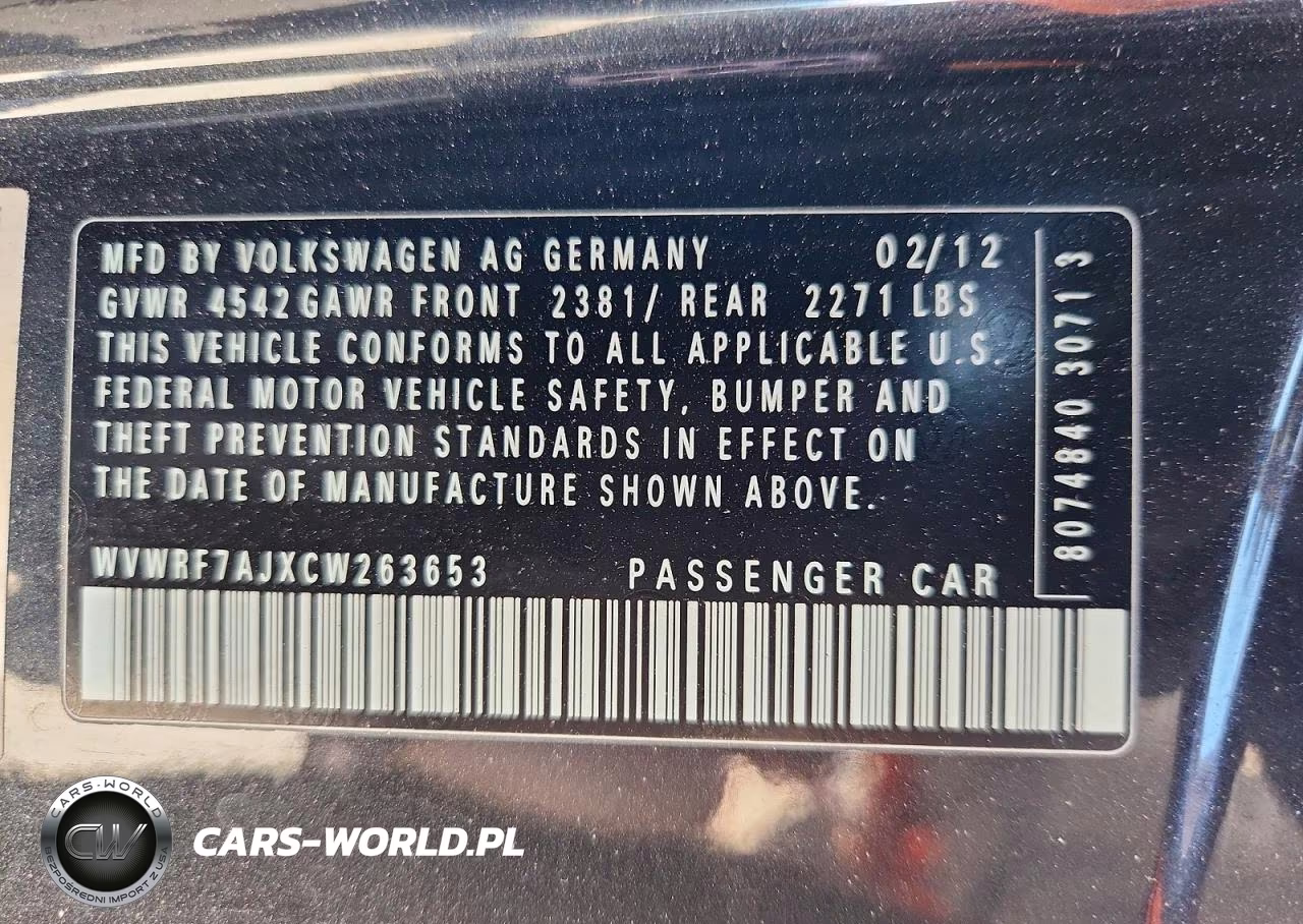 2012 Volkswagen Golf R VIN:WVWRF7AJXCW263653 - 12