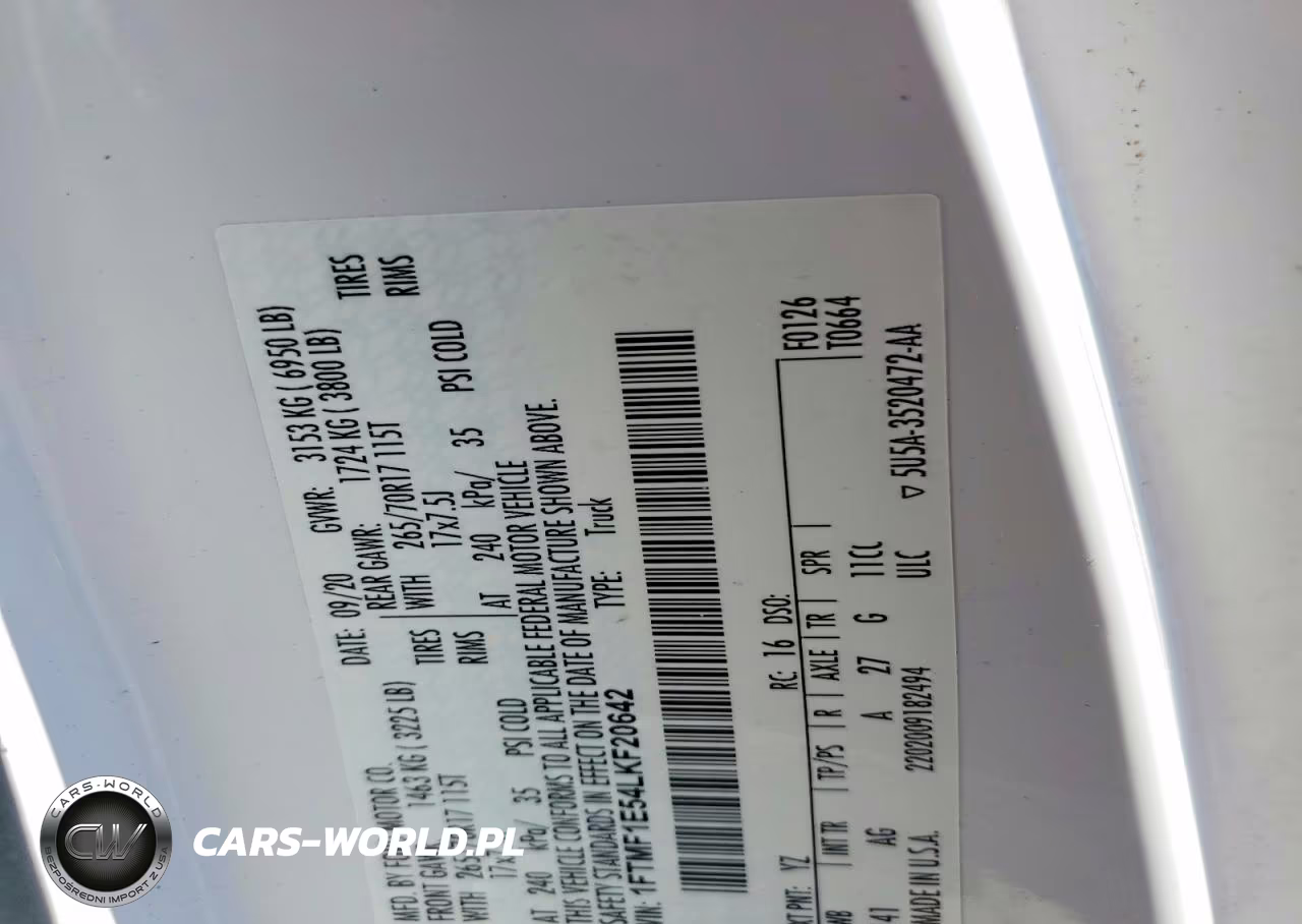 2020 Ford F150 VIN:1FTMF1E54LKF20642 - 13