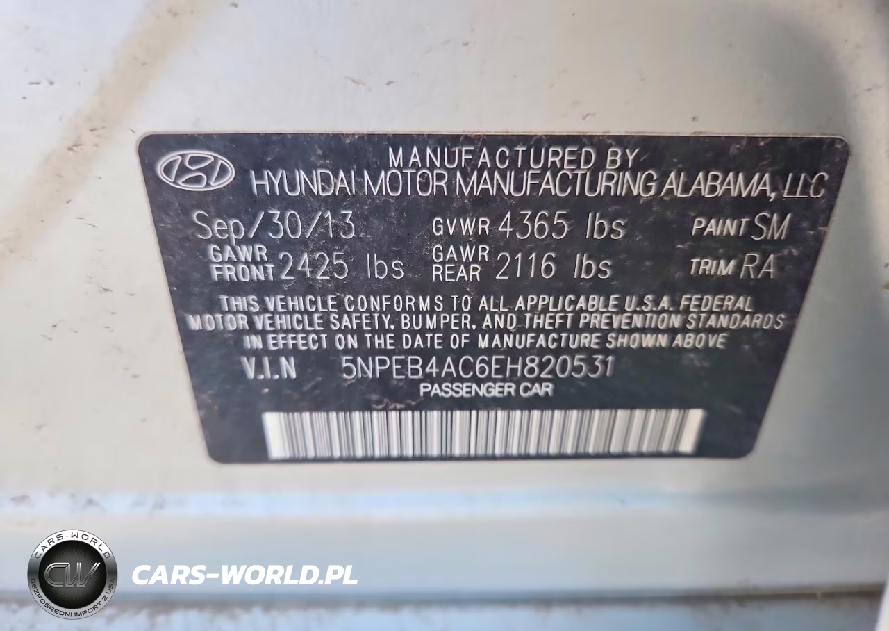 2014 Hyundai Sonata Gls VIN:5NPEB4AC6EH820531 - 12