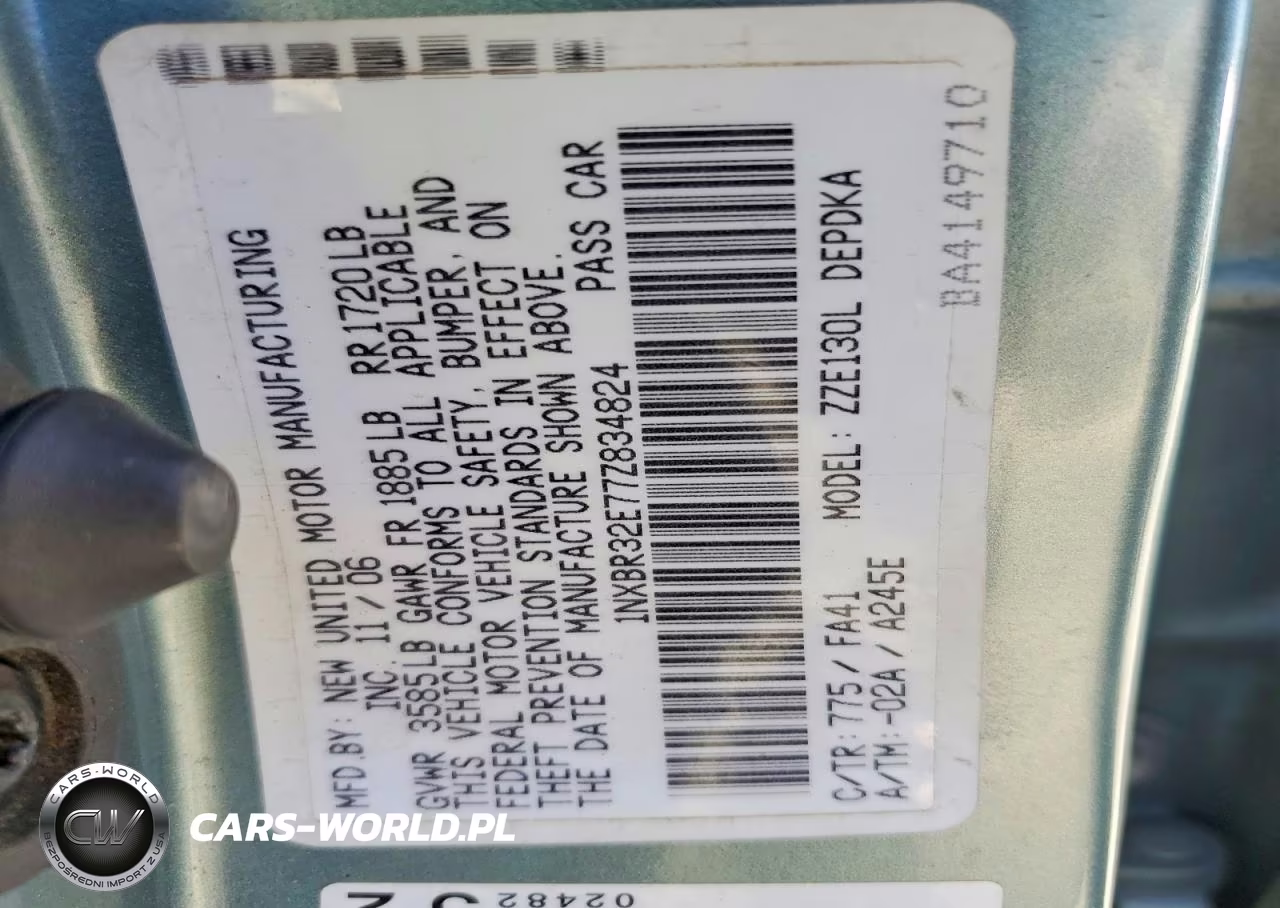 2007 Toyota Corolla Ce VIN:1NXBR32E77Z834824 - 12