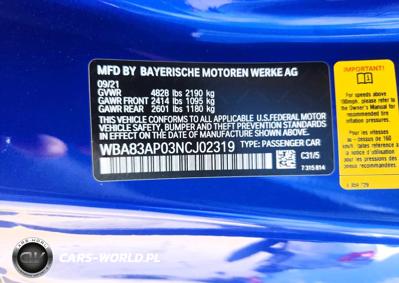 2022 BMW M440I VIN:WBA83AP03NCJ02319 - 13