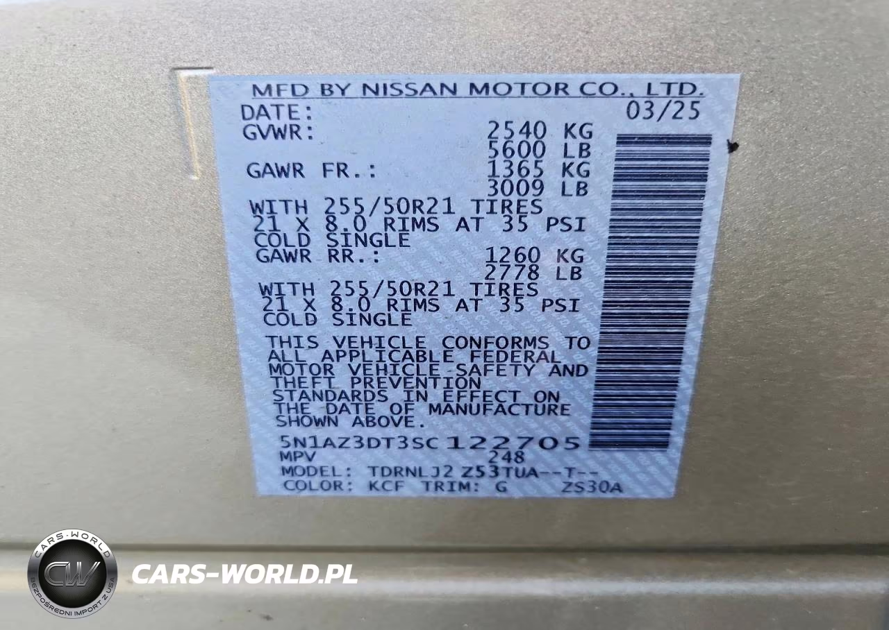2025 Nissan Murano Platinum VIN:5N1AZ3DT3SC122705 - 13