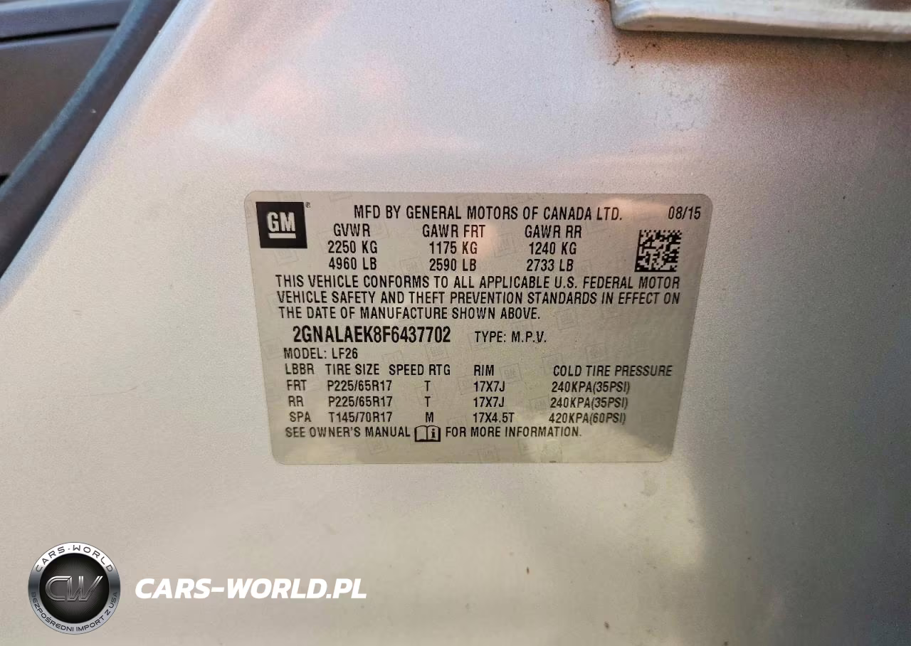 2015 Chevrolet Equinox Ls VIN:2GNALAEK8F6437702 - 14