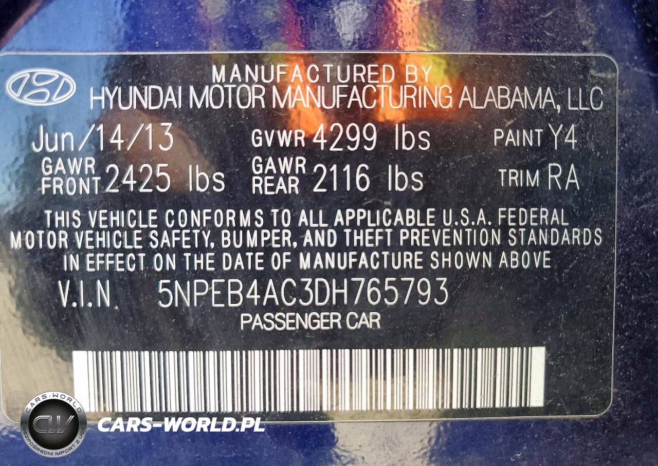 2013 Hyundai Sonata Gls VIN:5NPEB4AC3DH765793 - 13