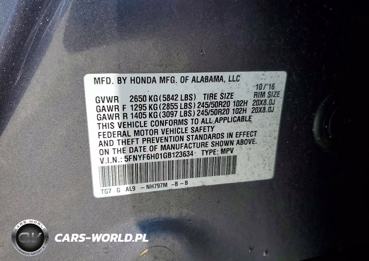 2016 Honda Pilot Elite VIN:5FNYF6H01GB123634 - 13