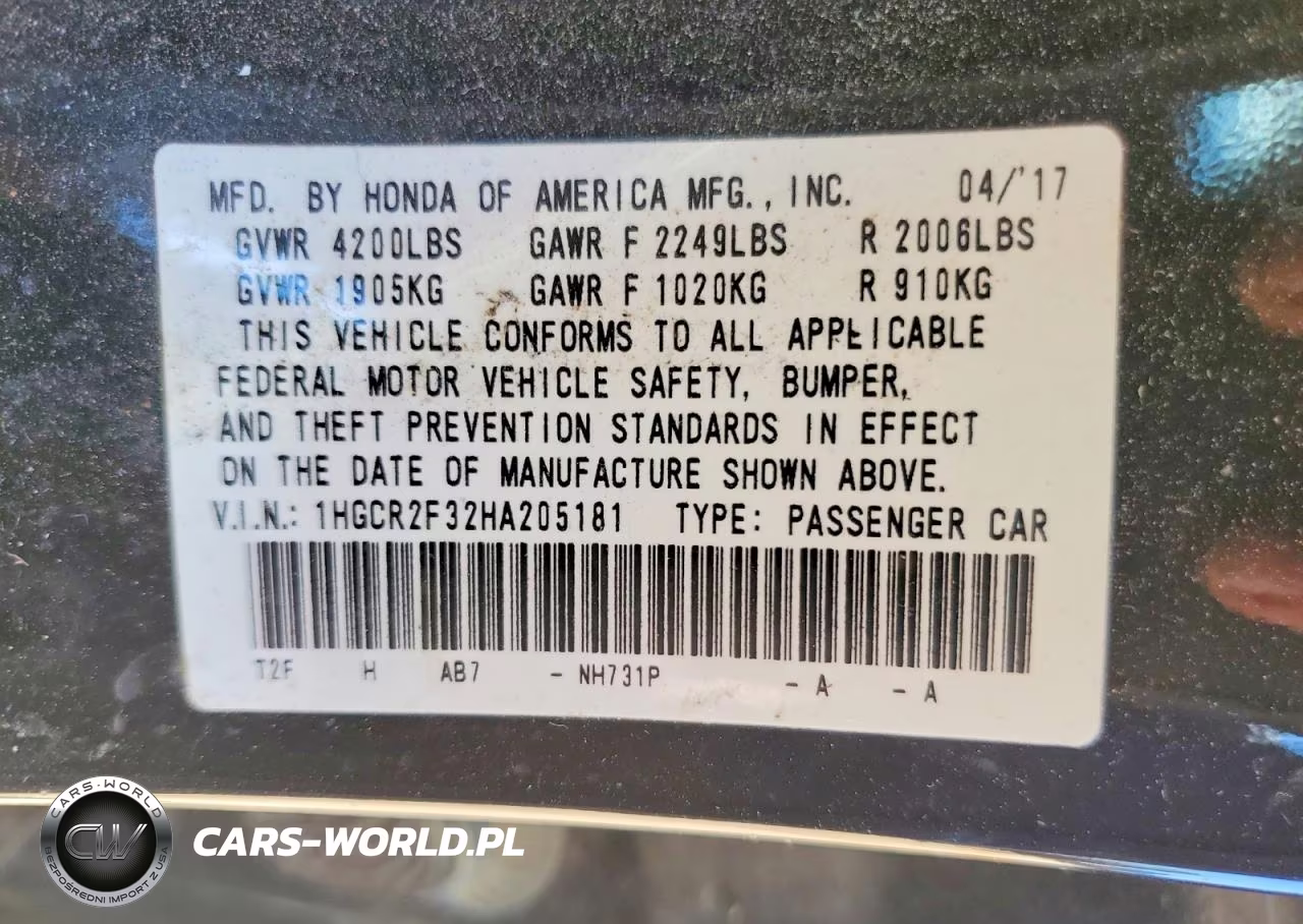 2017 Honda Accord Lx VIN:1HGCR2F32HA205181 - 12