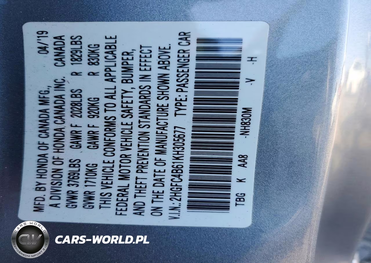 2019 Honda Civic Lx VIN:2HGFC4B61KH305677 - 12