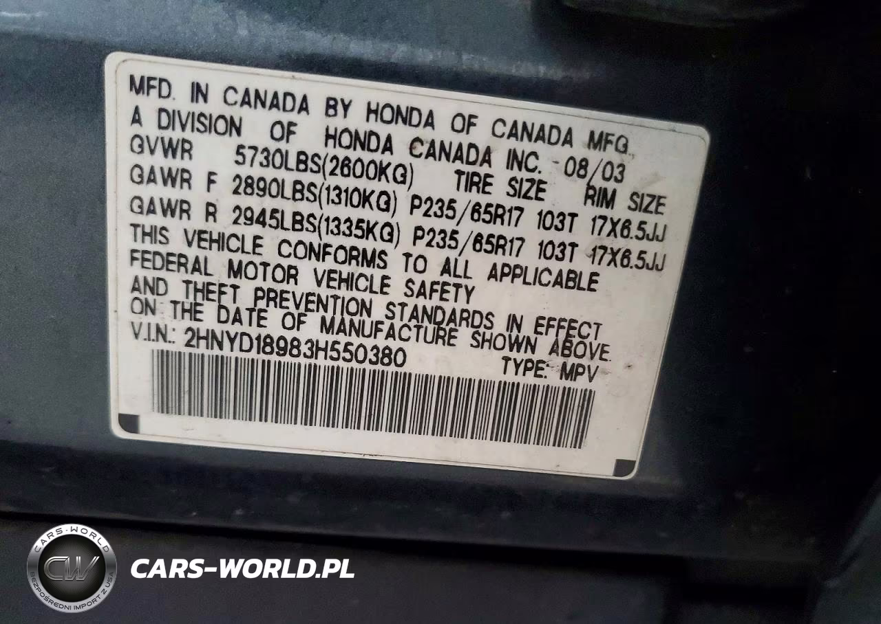 2003 Acura Mdx Touring VIN:2HNYD18983H550380 - 13