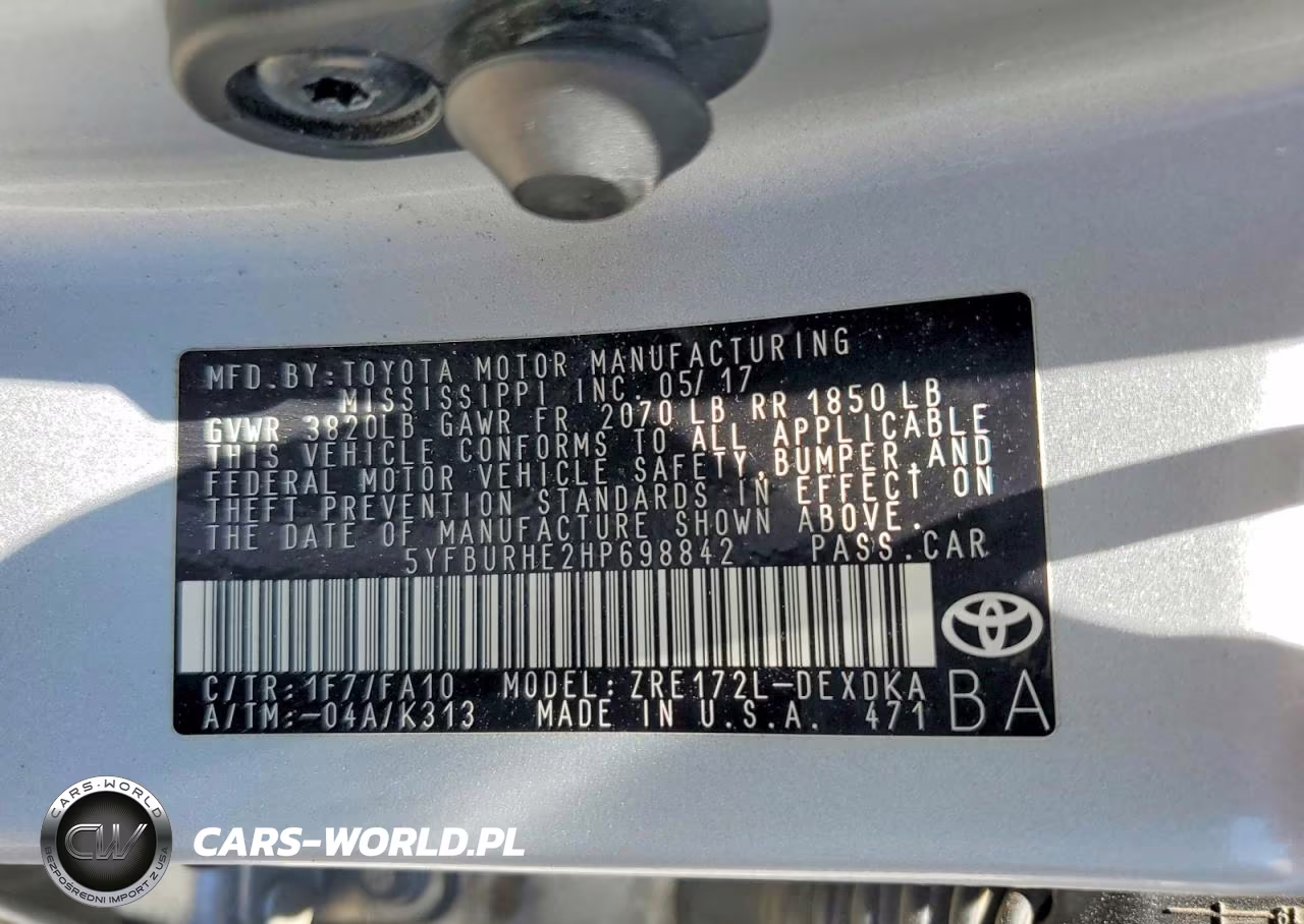 2017 Toyota Corolla L VIN:5YFBURHE2HP698842 - 12