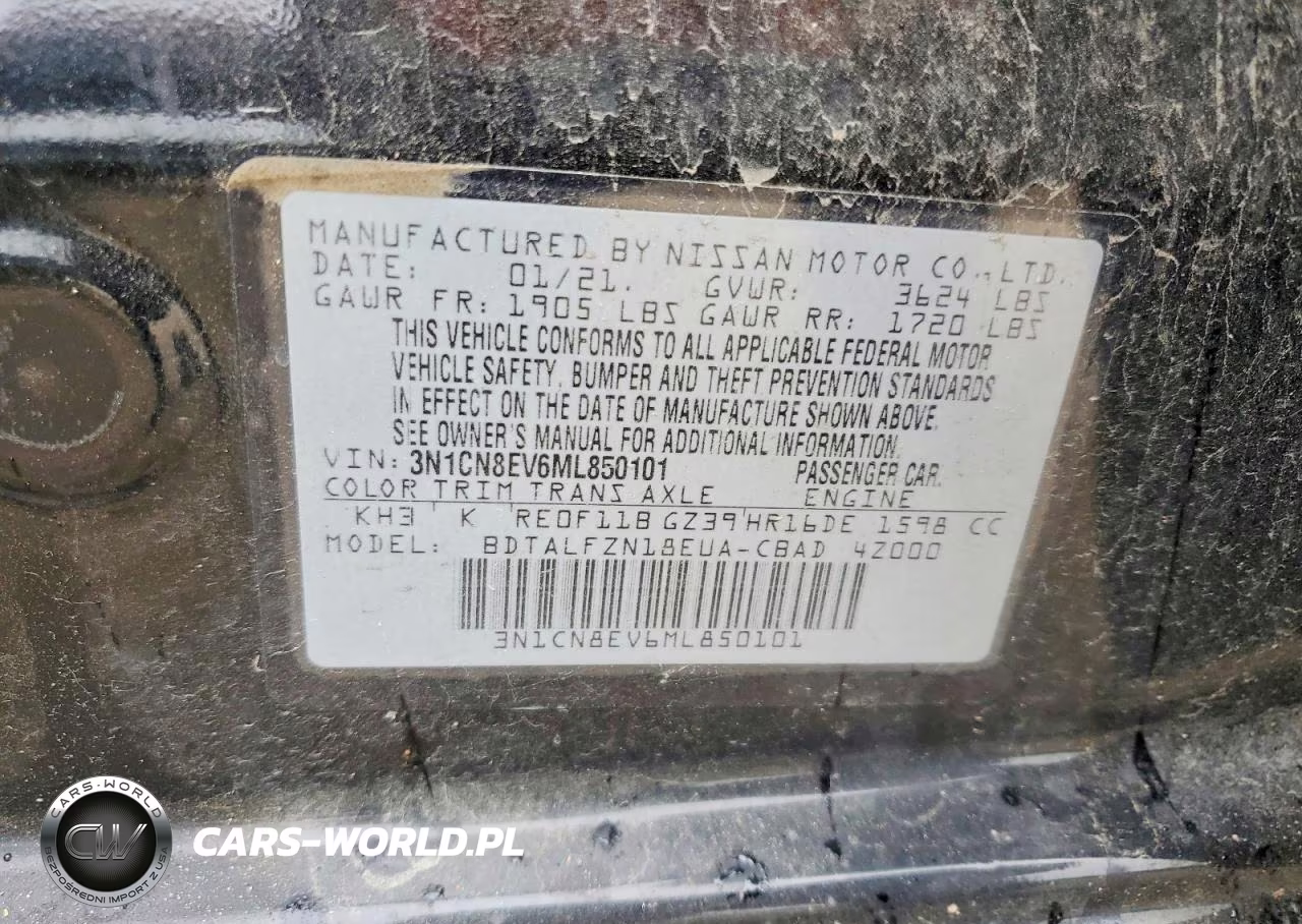 2021 Nissan Versa Sv VIN:3N1CN8EV6ML850101 - 12