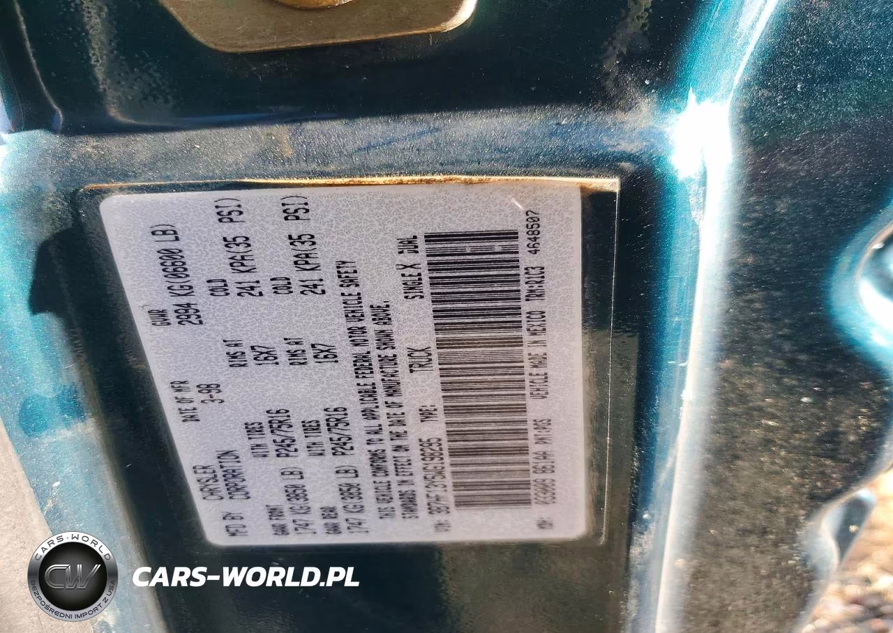 1998 Dodge Ram 1500 VIN:3B7HF13Y5WG198295 - 12