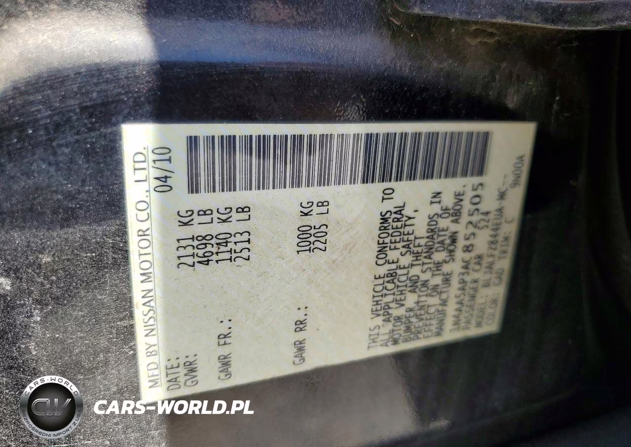 2010 Nissan Maxima 3.5 S VIN:1N4AA5AP3AC852505 - 12