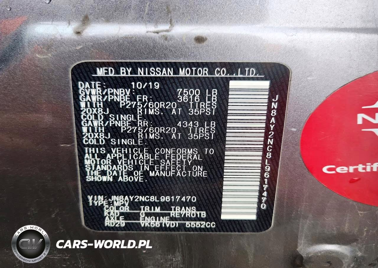 2020 Nissan Armada VIN:JN8AY2NC8L9617470 - 13