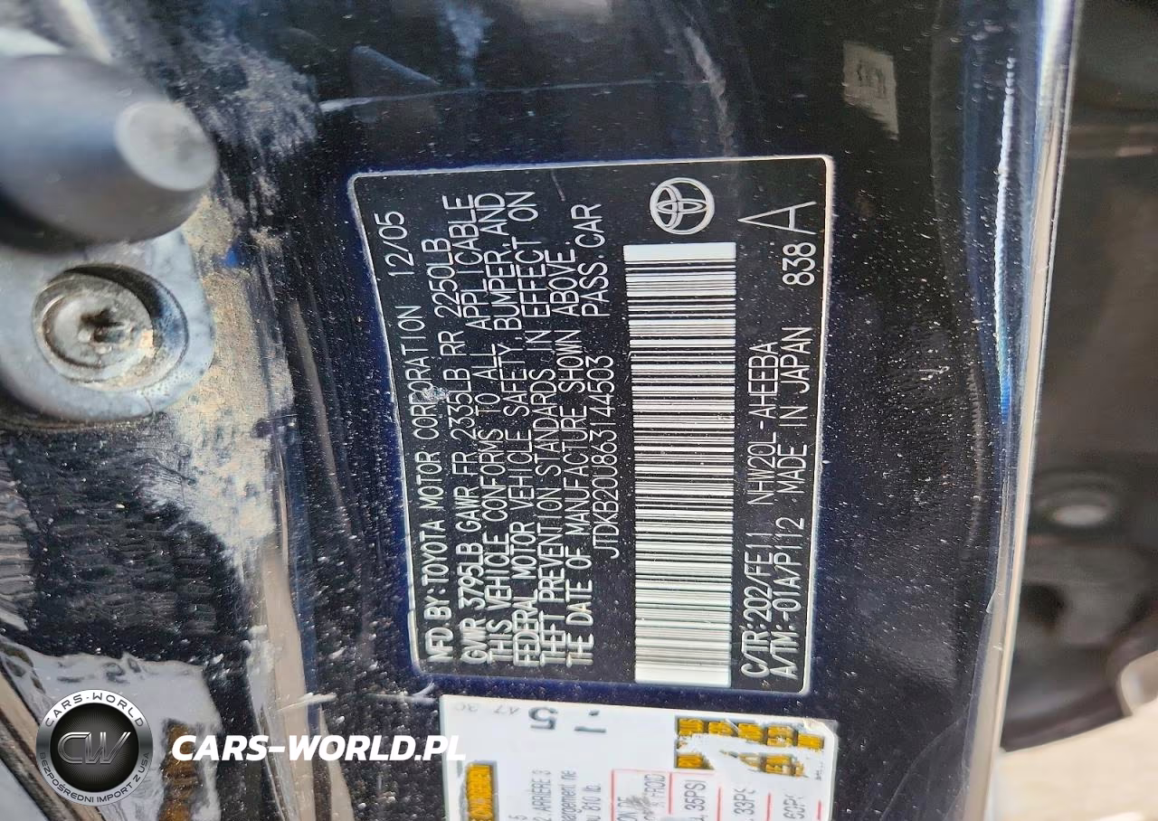 2006 Toyota Prius Base VIN:JTDKB20U863144503 - 12