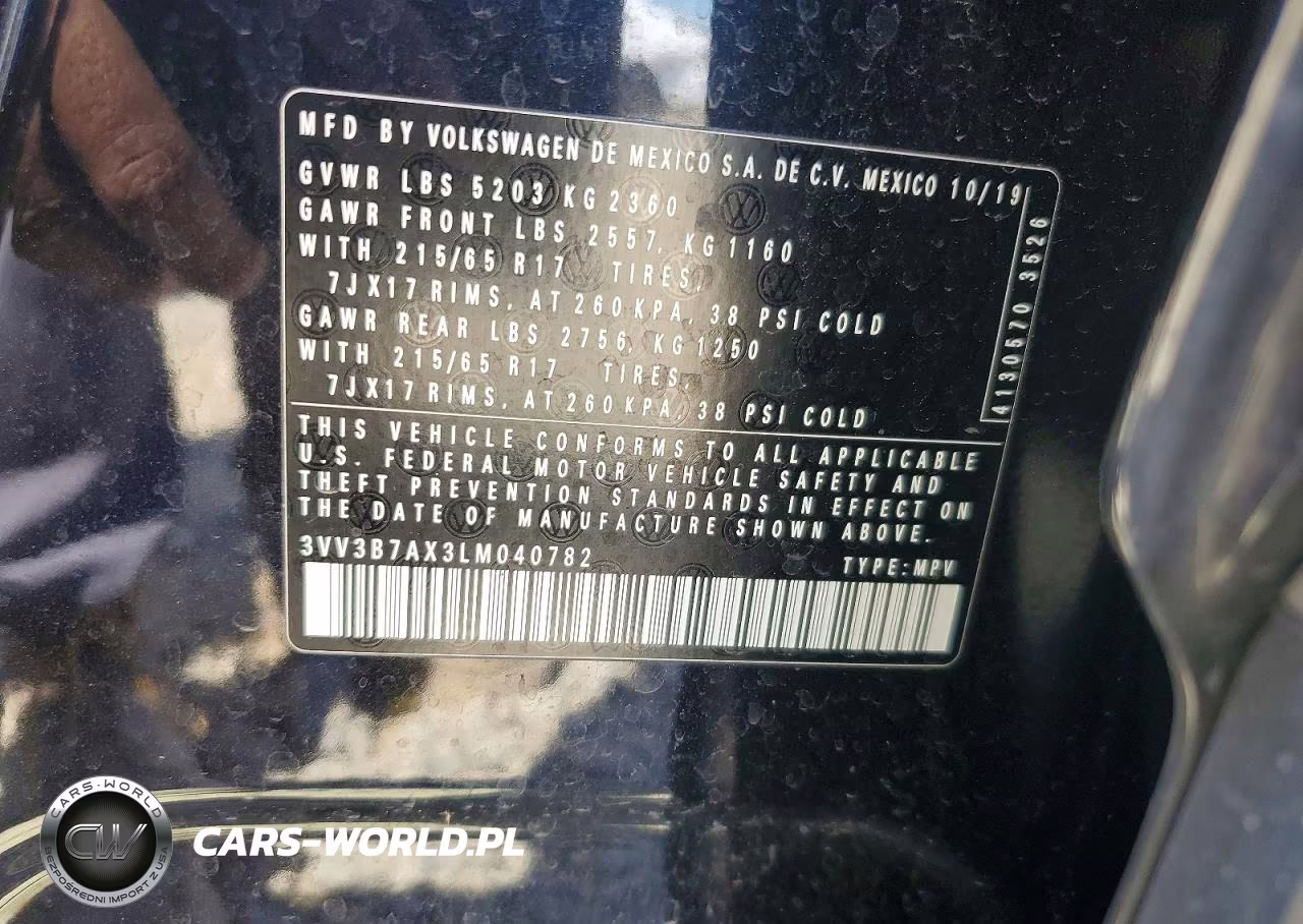 2020 Volkswagen Tiguan Se VIN:3VV3B7AX3LM040782 - 14