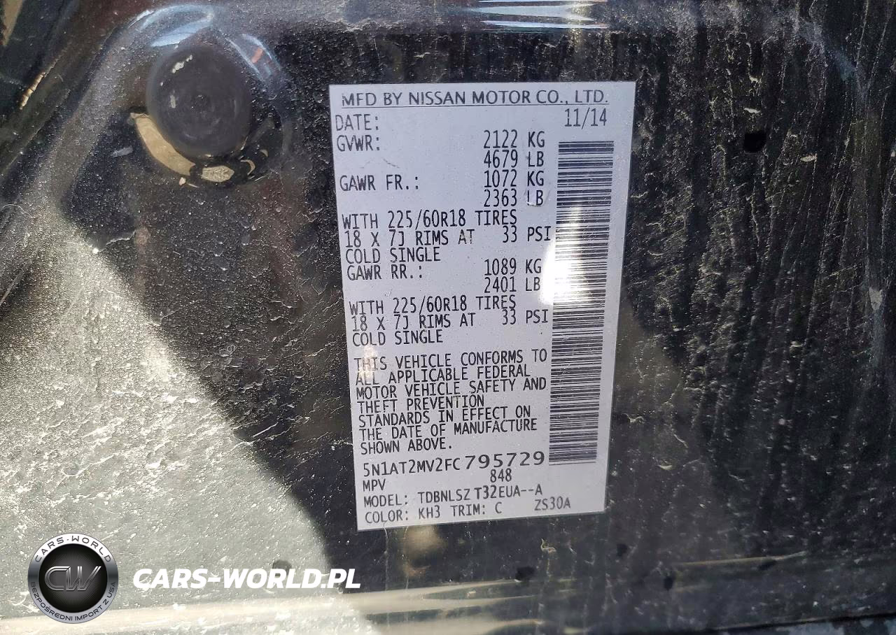 2015 Nissan Rogue Sl VIN:5N1AT2MV2FC795729 - 14