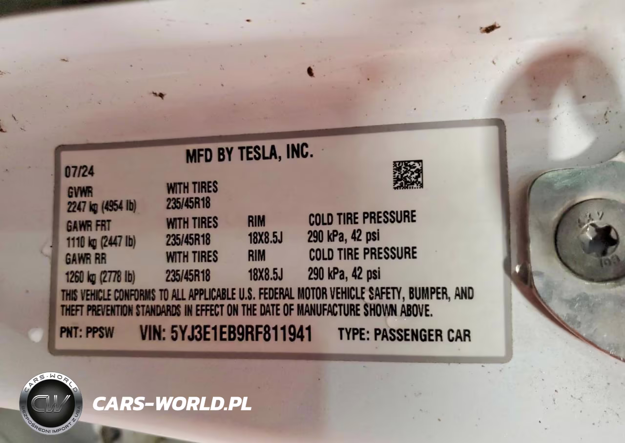 2024 Tesla Model 3 VIN:5YJ3E1EB9RF811941 - 12