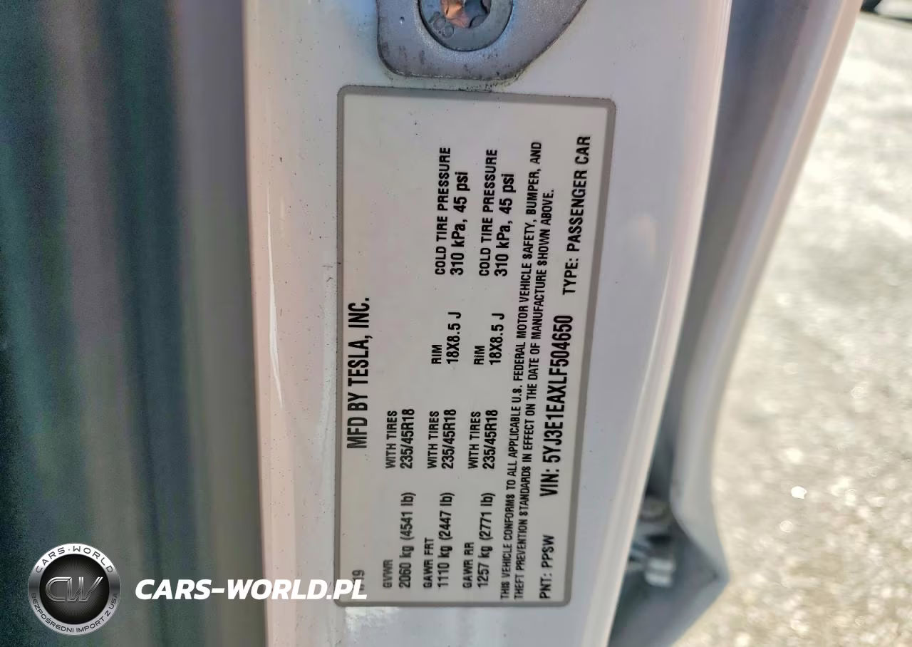 2020 Tesla Model 3 VIN:5YJ3E1EAXLF504650 - 12