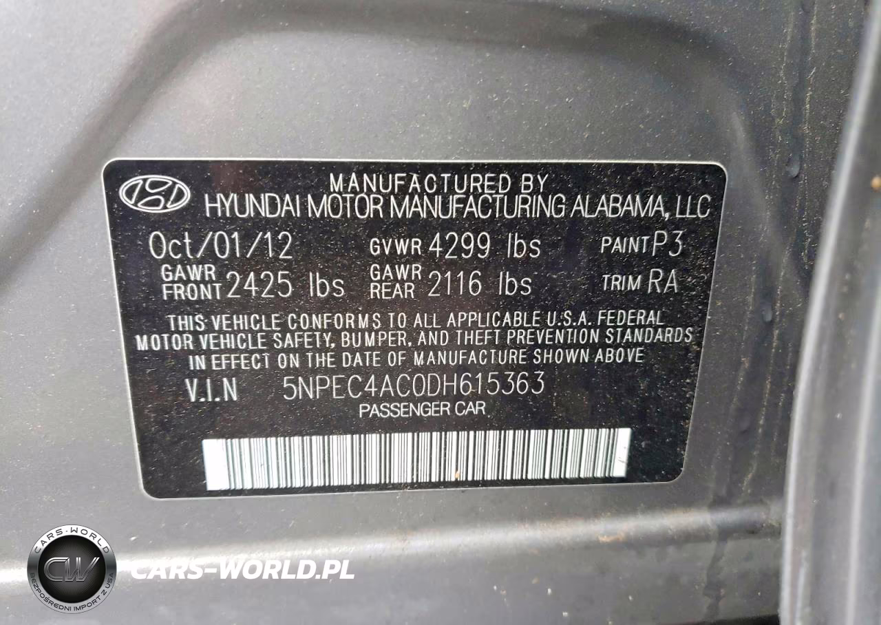 2013 Hyundai Sonata Limited VIN:5NPEC4AC0DH615363 - 12