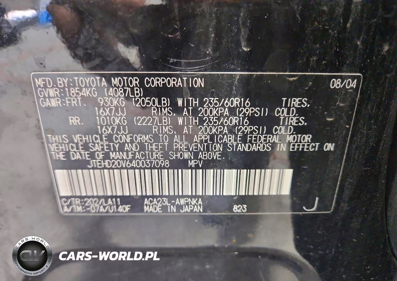 2004 Toyota Rav4 Base VIN:JTEHD20V640037098 - 13