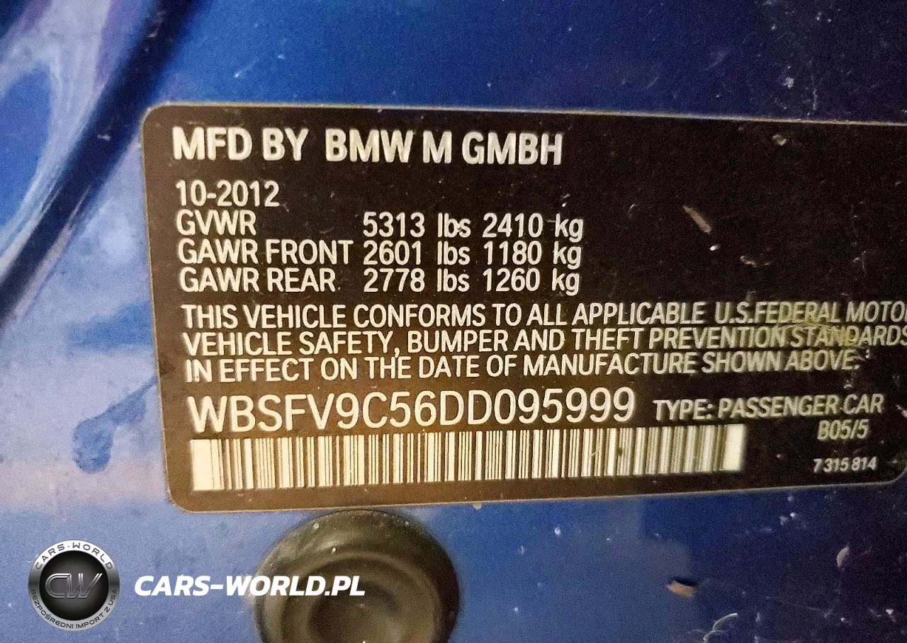 2013 BMW M5 VIN:WBSFV9C56DD095999 - 12