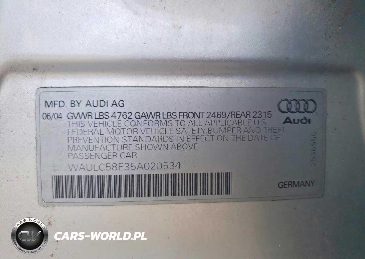 2005 Audi A4 1.8T Quattro VIN:WAULC58E35A020534 - 12