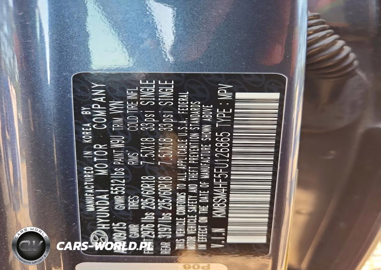 2015 Hyundai Santa Fe Gls VIN:KM8SM4HF5FU126865 - 12