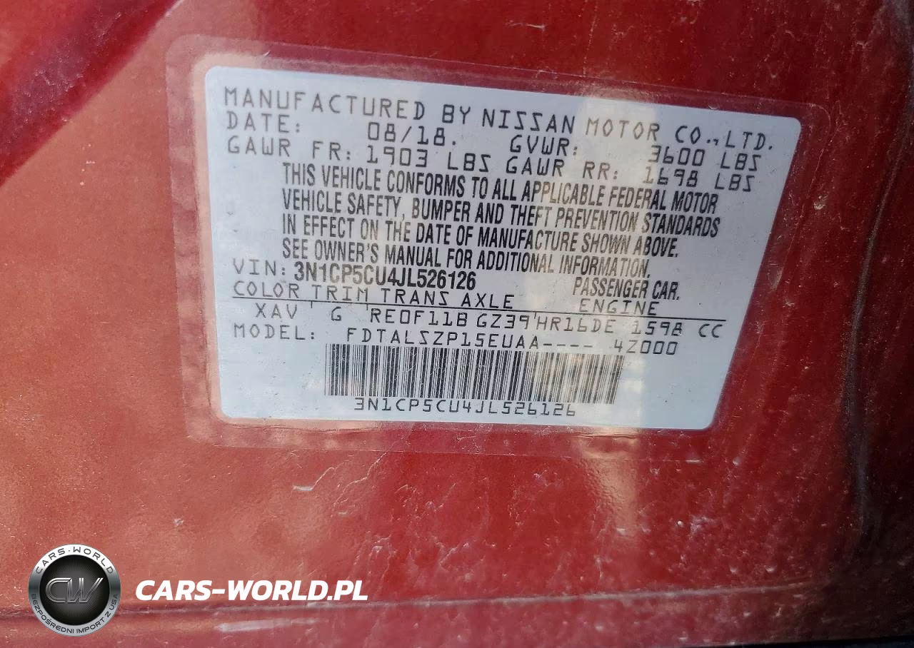 2018 Nissan Kicks Sv VIN:3N1CP5CU4JL526126 - 14