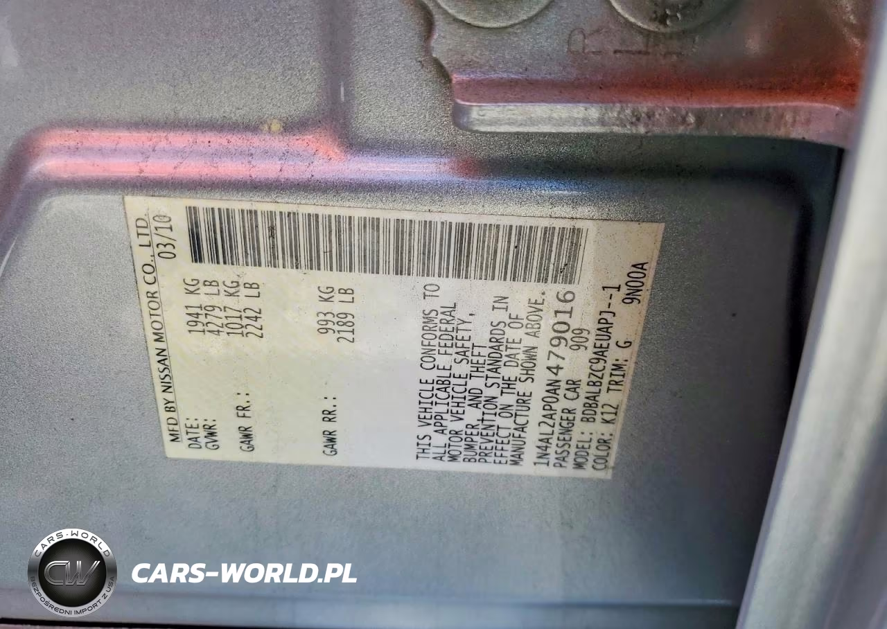 2010 Nissan Altima 2.5 VIN:1N4AL2AP0AN479016 - 12