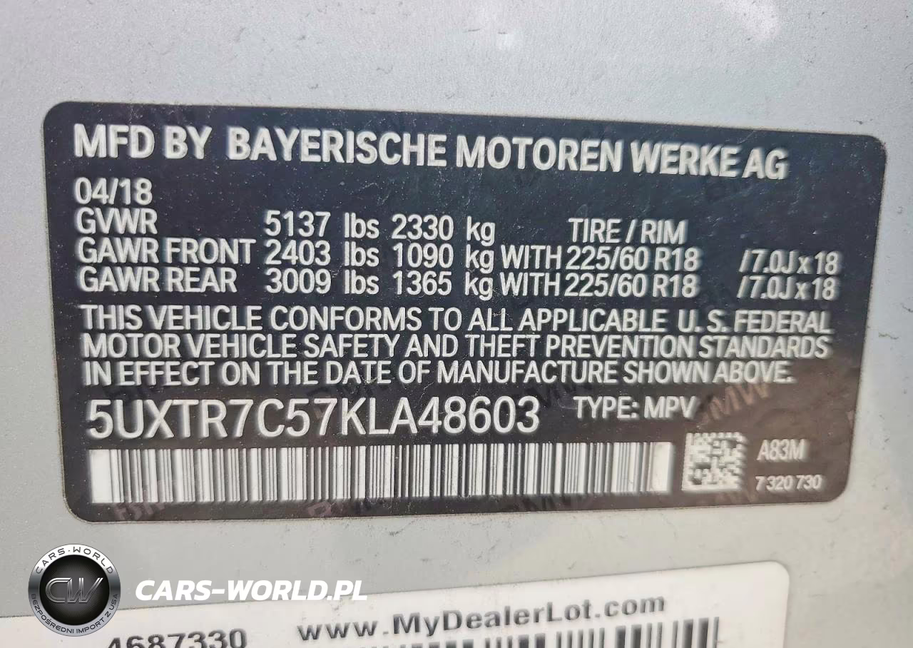 2019 BMW X3 Sdrive30I VIN:5UXTR7C57KLA48603 - 13