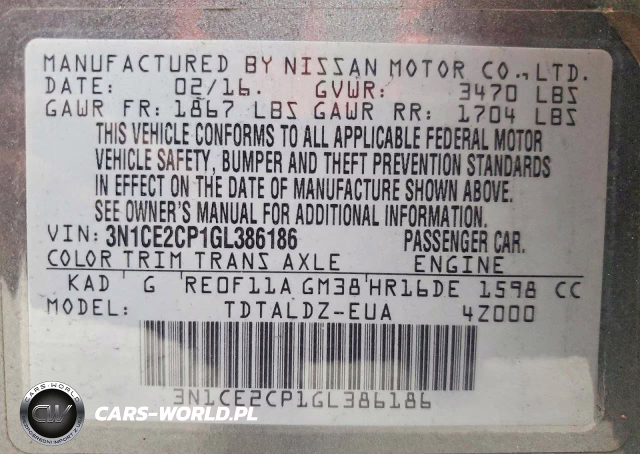 2016 Nissan Versa Note Sv VIN:3N1CE2CP1GL386186 - 12
