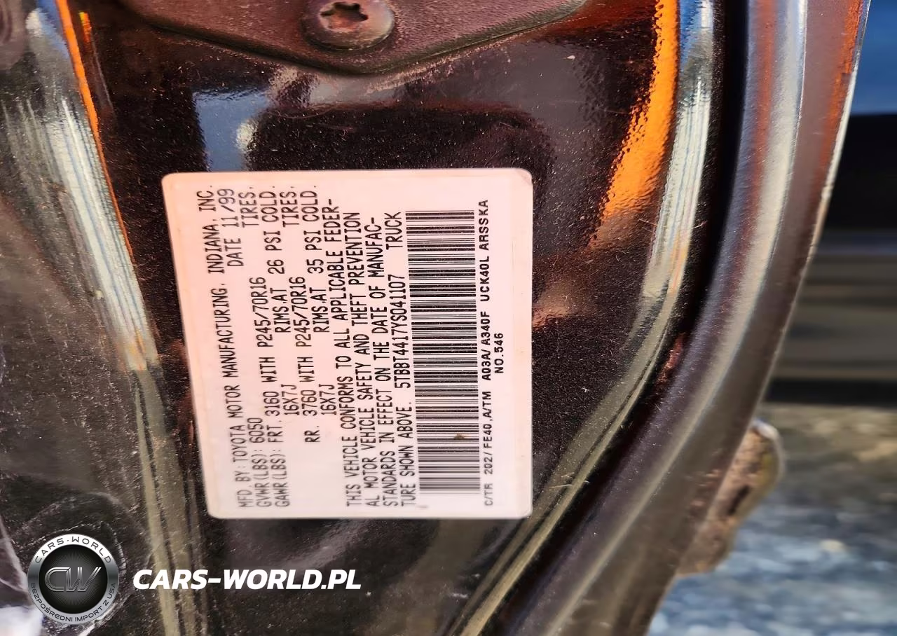 2000 Toyota Tundra Sr5 VIN:5TBBT4417YS041107 - 12