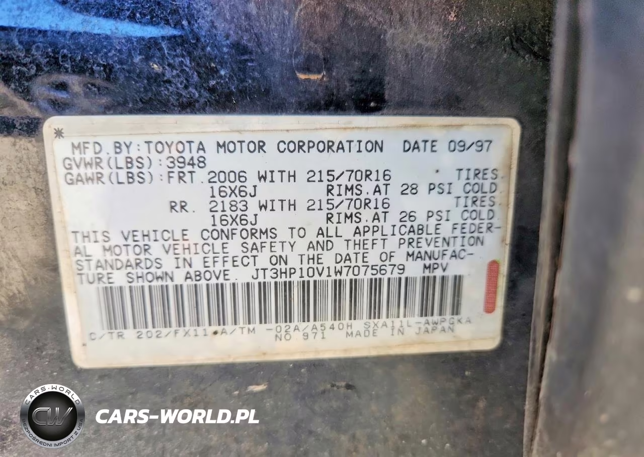 1998 Toyota Rav4 Base VIN:JT3HP10V1W7075679 - 12