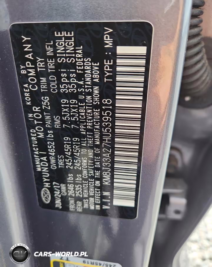 2017 Hyundai Tucson Sport VIN:KM8J33A27HU539518 - 12