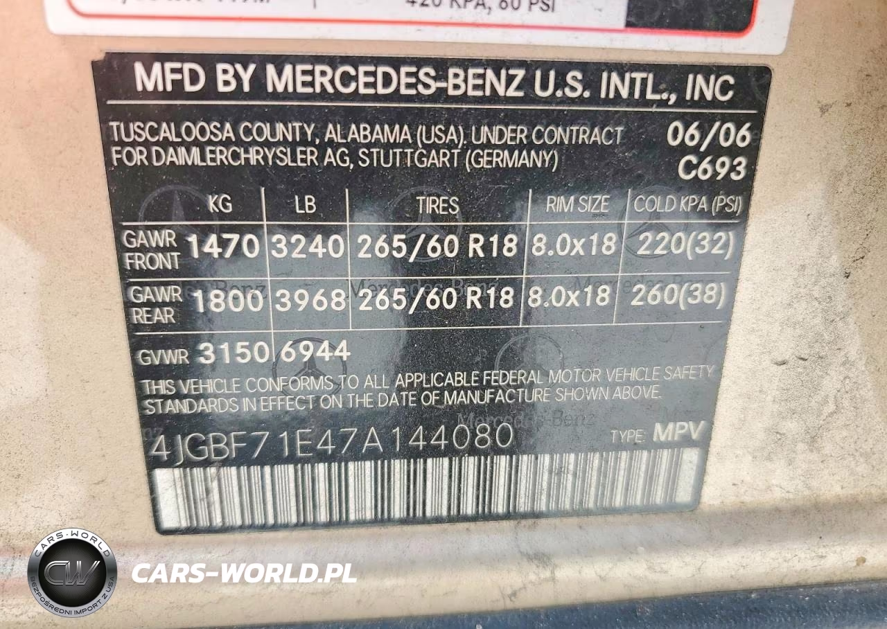 MERCEDES-BENZ GL 450 4MA VIN:4JGBF71E47A144080 - 13