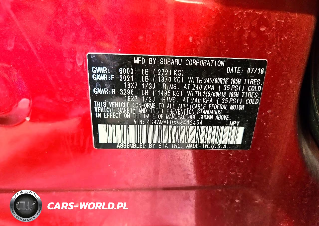 2019 Subaru Ascent Premium VIN:4S4WMAFDXK3412454 - 12