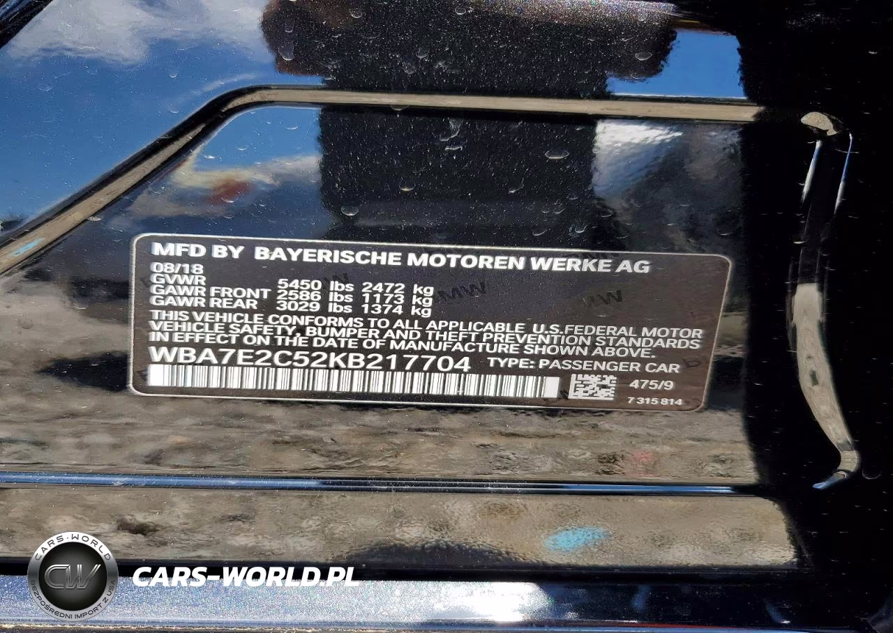 2019 BMW 740 I VIN:WBA7E2C52KB217704 - 12