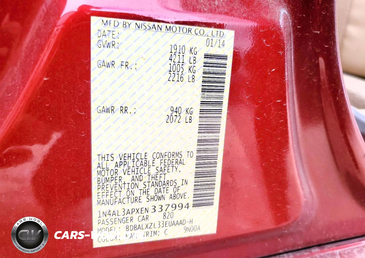 2014 Nissan Altima 2.5 Sl VIN:1N4AL3APXEN337994 - 13