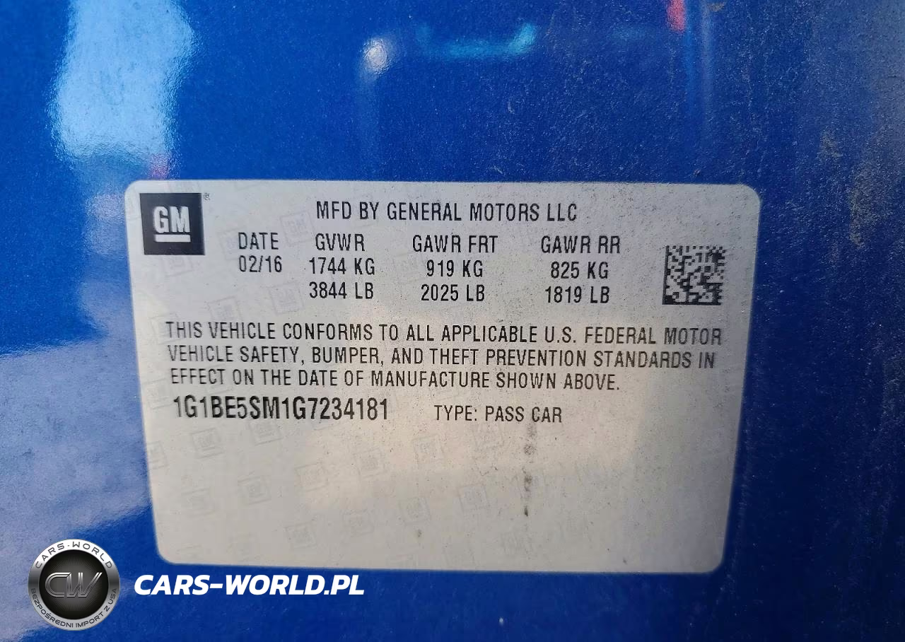 2016 Chevrolet Cruze Lt VIN:1G1BE5SM1G7234181 - 13