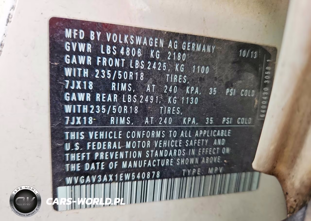 2014 Volkswagen Tiguan S VIN:WVGAV3AX1EW540878 - 12