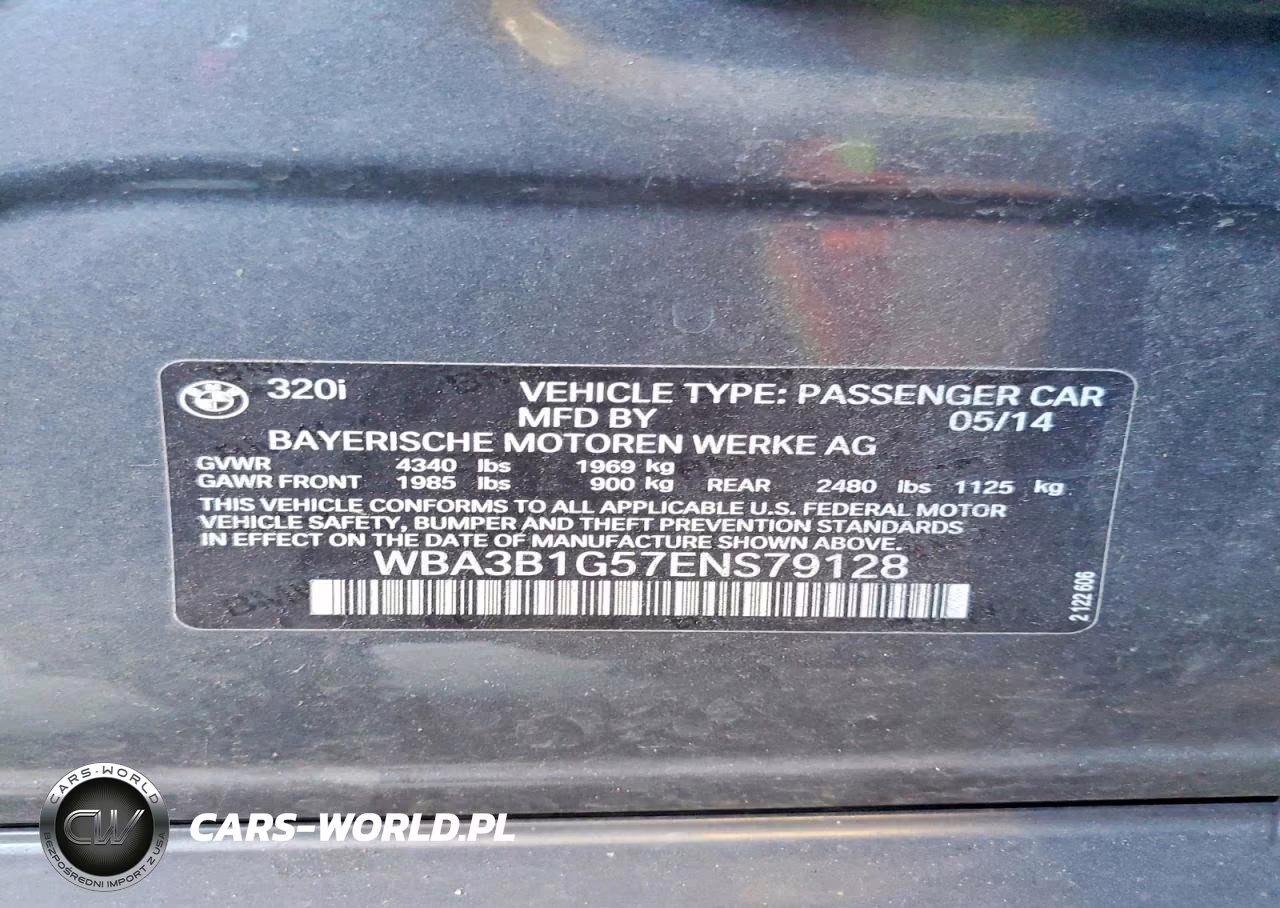 2014 BMW 320 I VIN:WBA3B1G57ENS79128 - 12