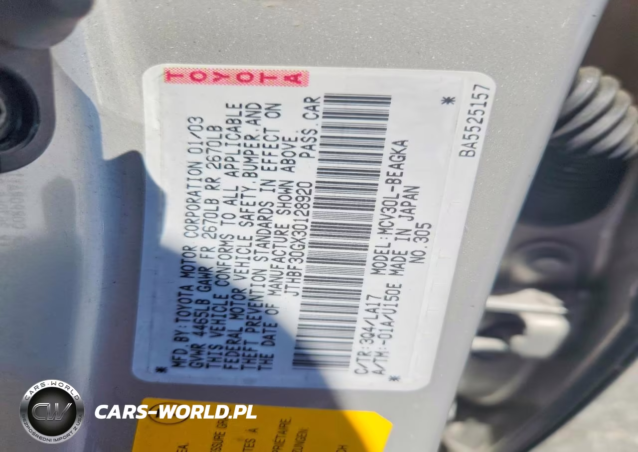 2003 Lexus Es 300 VIN:JTHBF30GX30128920 - 12