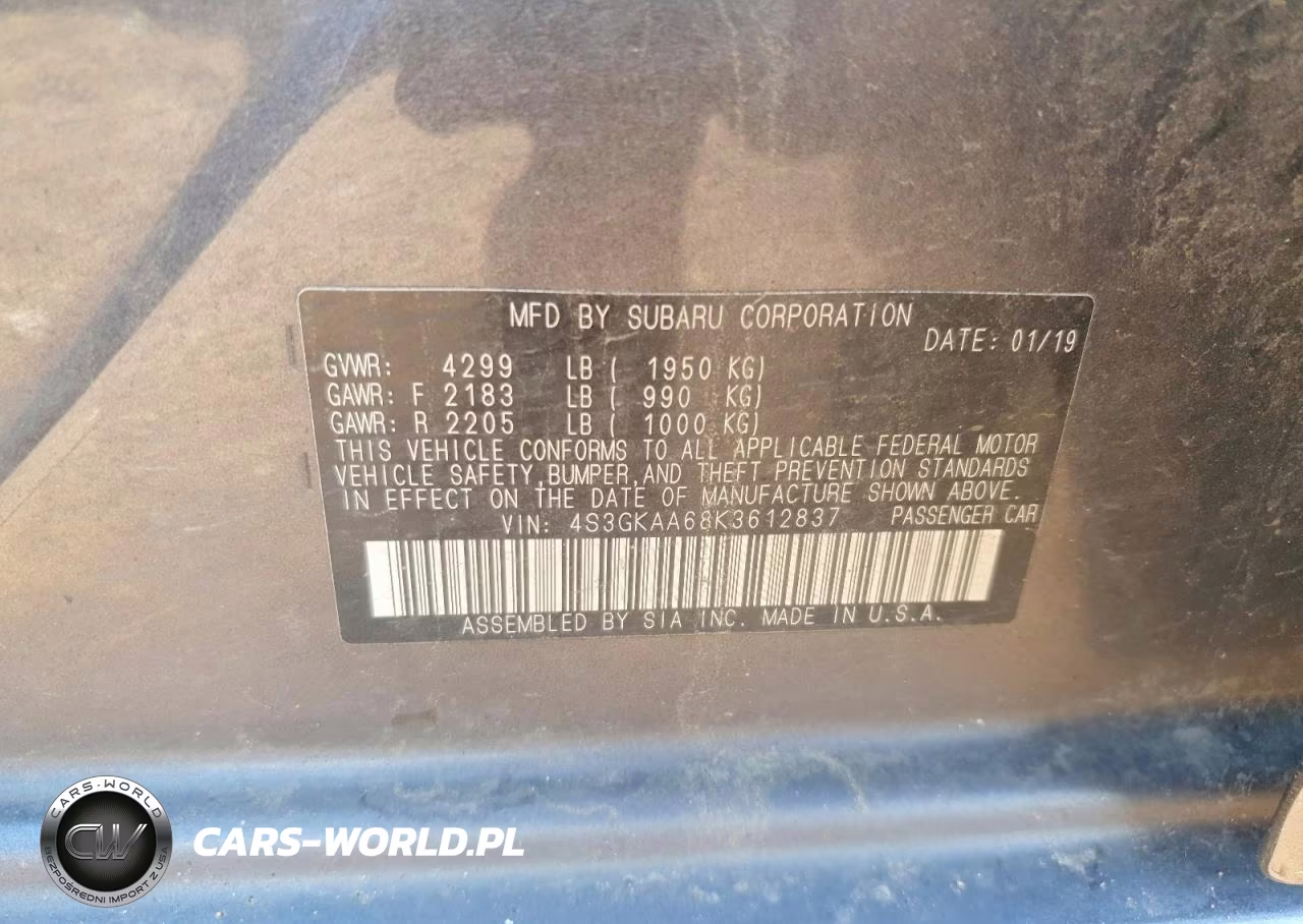 2019 Subaru Impreza VIN:4S3GKAA68K3612837 - 12