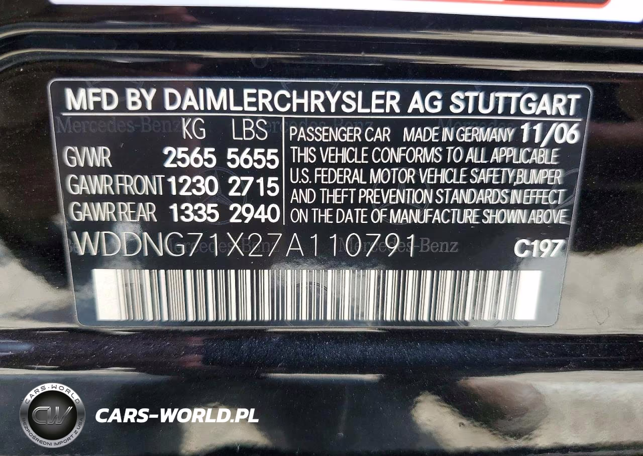 2007 Mercedes-Benz S 550 VIN:WDDNG71X27A110791 - 12