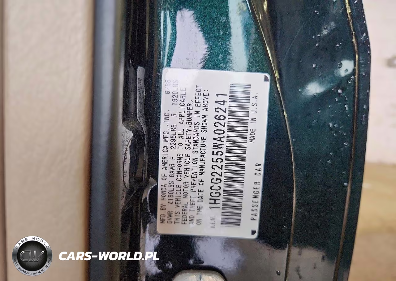1998 Honda Accord Ex VIN:1HGCG2255WA026241 - 12