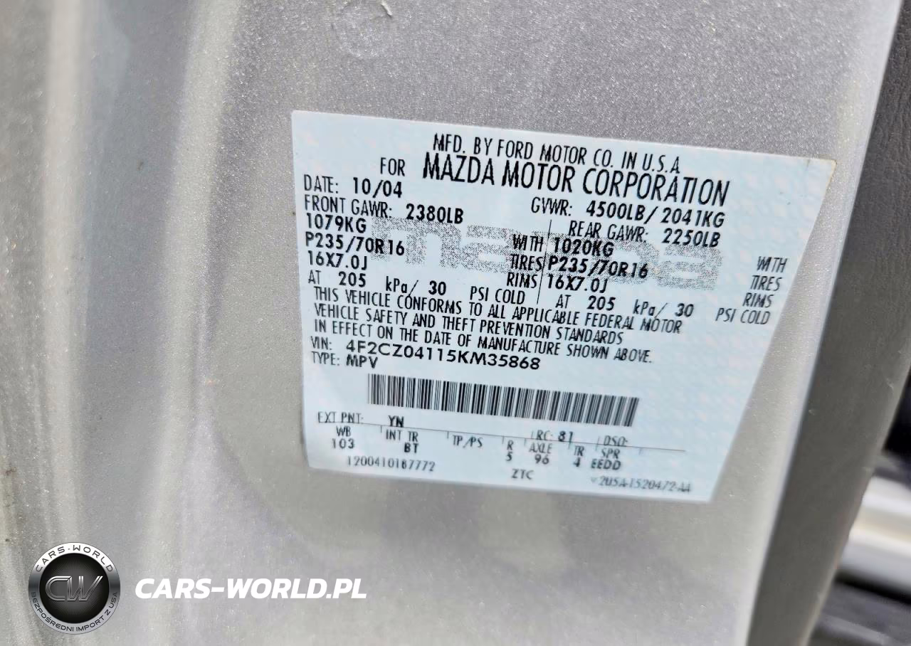 2005 Mazda Tribute S VIN:4F2CZ04115KM35868 - 13